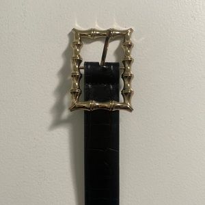 GOLD BAMBOO RECTANGLE SQUARE BUCKLE VEGAN CROC GATOR SKIN BELT